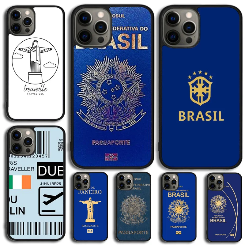 Brazil Passport Phone Case Cover For iPhone 16 15 14 Plus 11 12 mini 13 Pro Max Apple X XR XS max