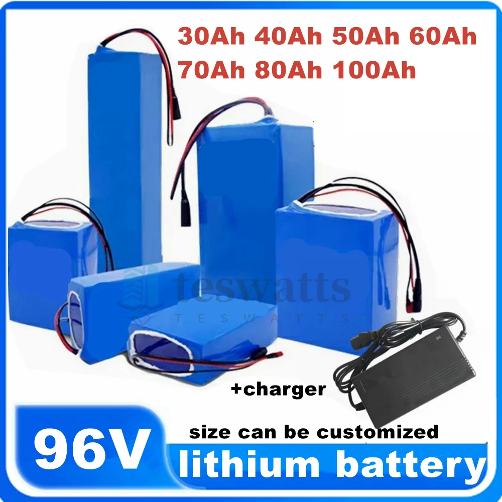 

96v 60ah 80Ah 100Ah 40Ah 50Ah lithium ion battery li ion 26S BMS for 5000w motor robot scooter motorcycle AGV + 10A Charger