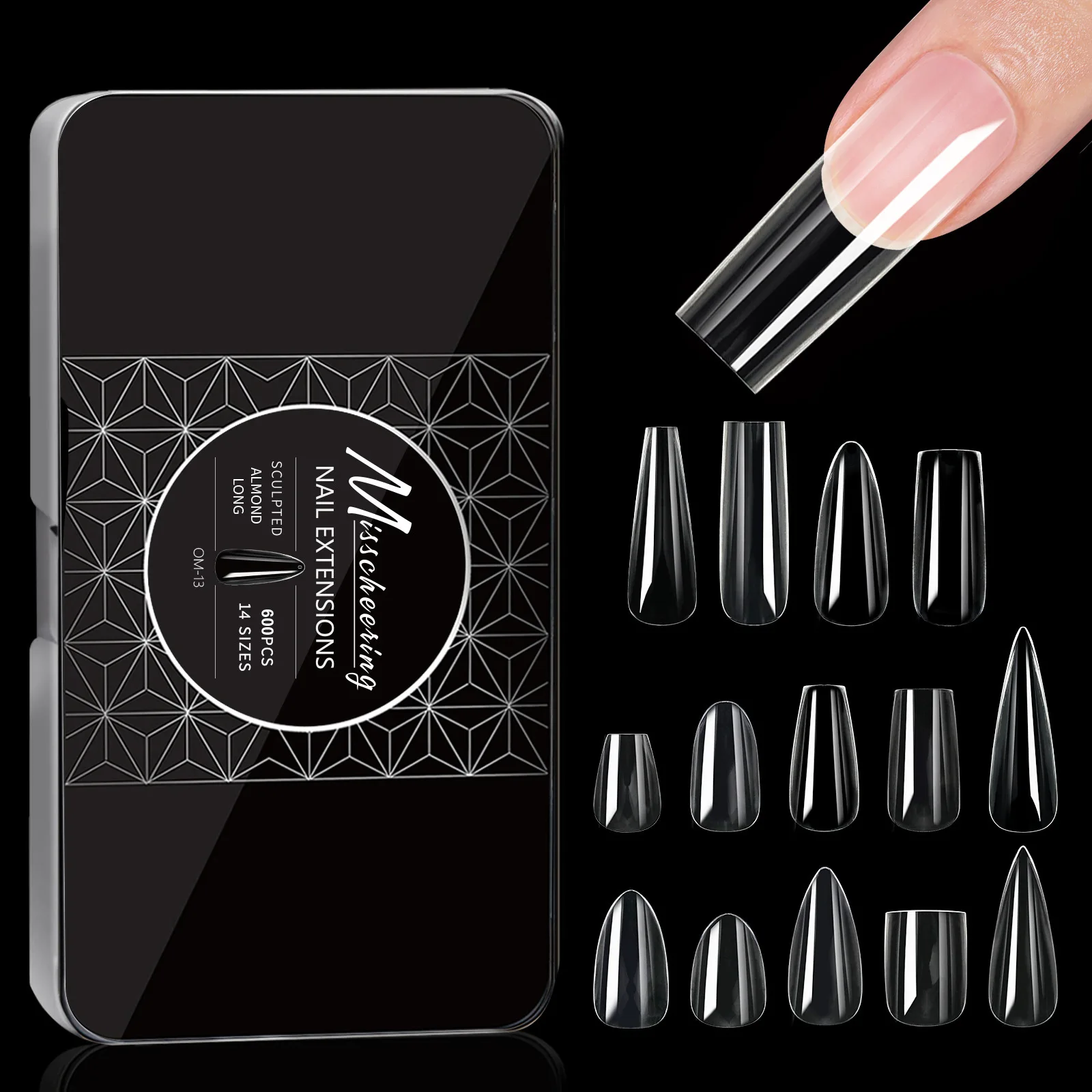 

Premium Clear Soft Gel Coffin Nail Tips Full Coverage Medium Gel Nail Tips for Nail Extensions 14 Sizes