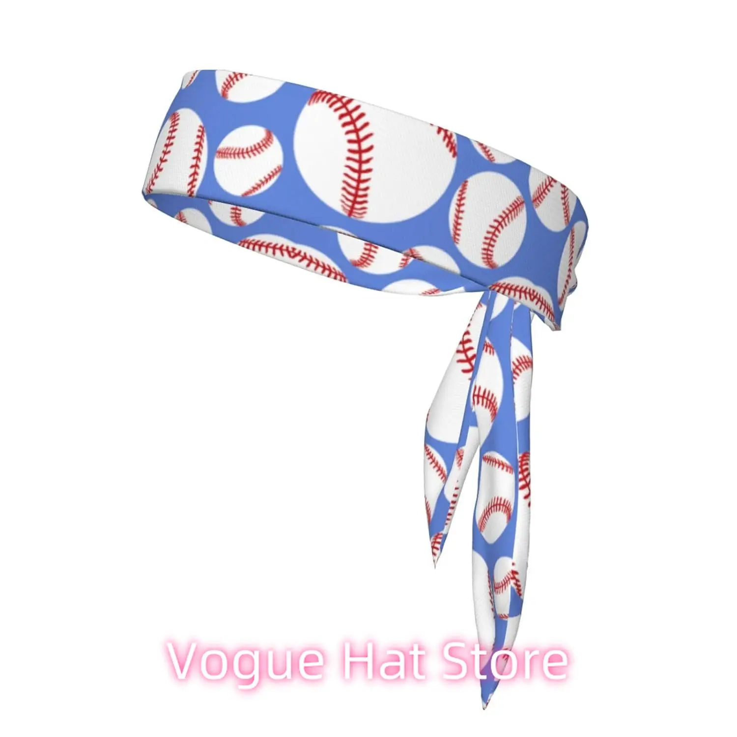 

Unisex baseballs blue Sport Tie Back Headband Hair Band for Basketball, Running, Tennis