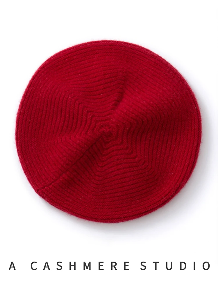 

Women's Cashmere Berets Autumn Winter Jacquard Beanies Cap 100% Cashmere Knitted Classic Elegant Ladies Style Retro Plain Beret