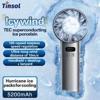 TINSOL 5200mAH Portable Electric Fan Cooling High Speed Cooling Fan USB Charging LED Digital Display Handheld Fan