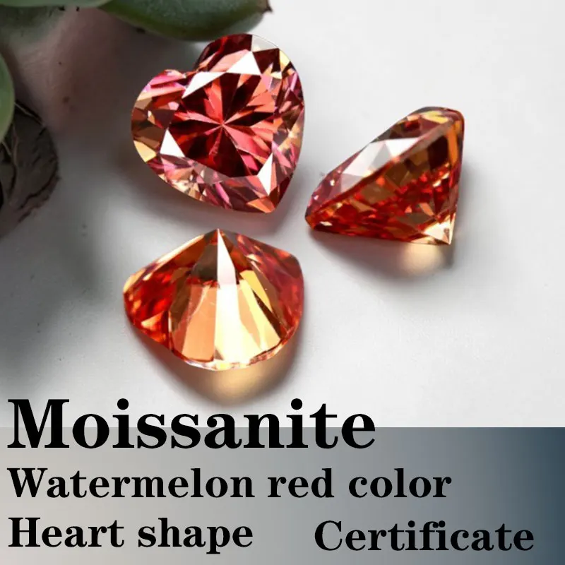 

Искусственный камень муассанит VVS1, цвет Waternelon Red, огранка «сердце», с сертификатом, для самостоятельного изготовления ювелирных изделий