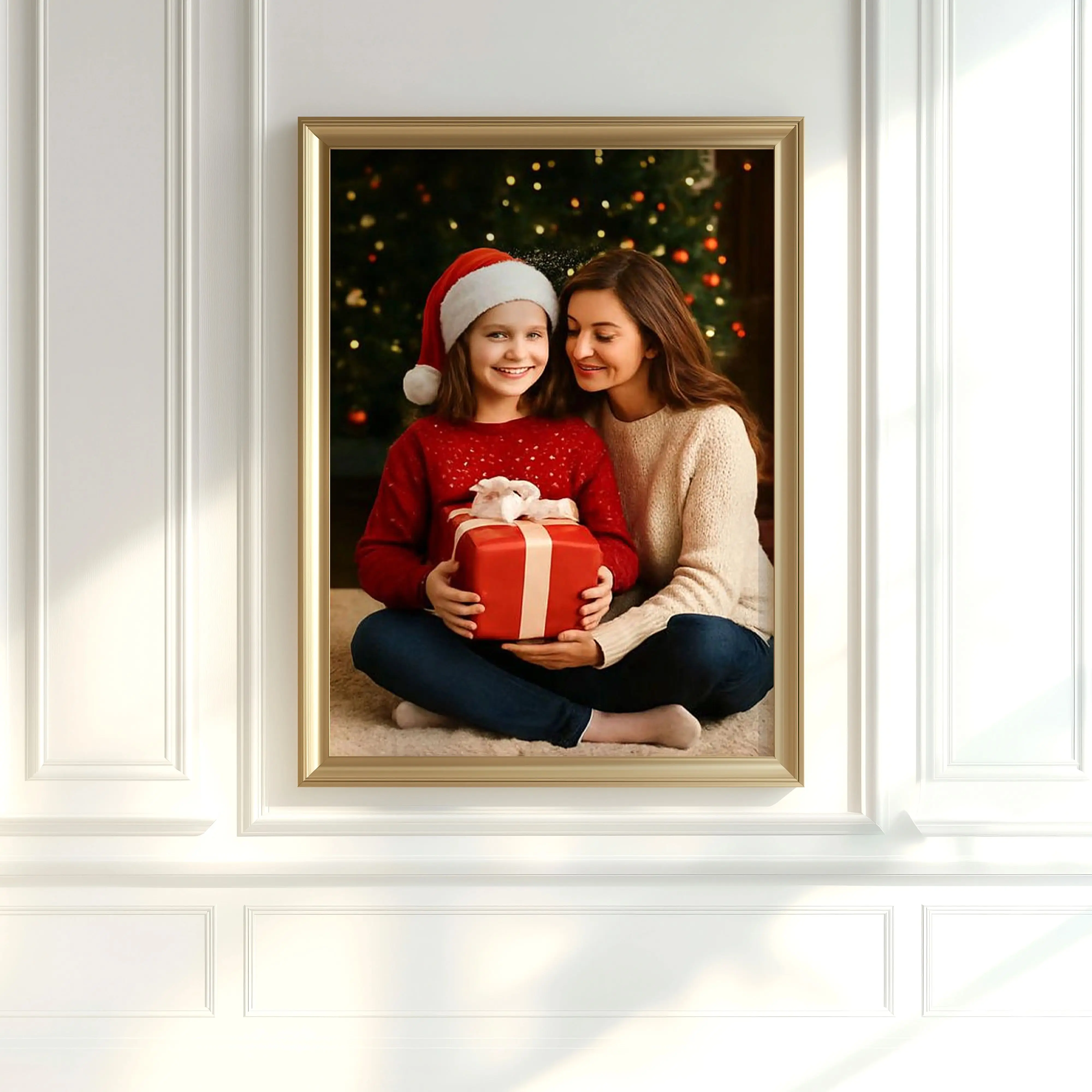 Custom Photo Canvas Frameless Fabric Poster for Family,Personalized Wall Art,Christmas Party,Winter Holiday&Home Wall Decor