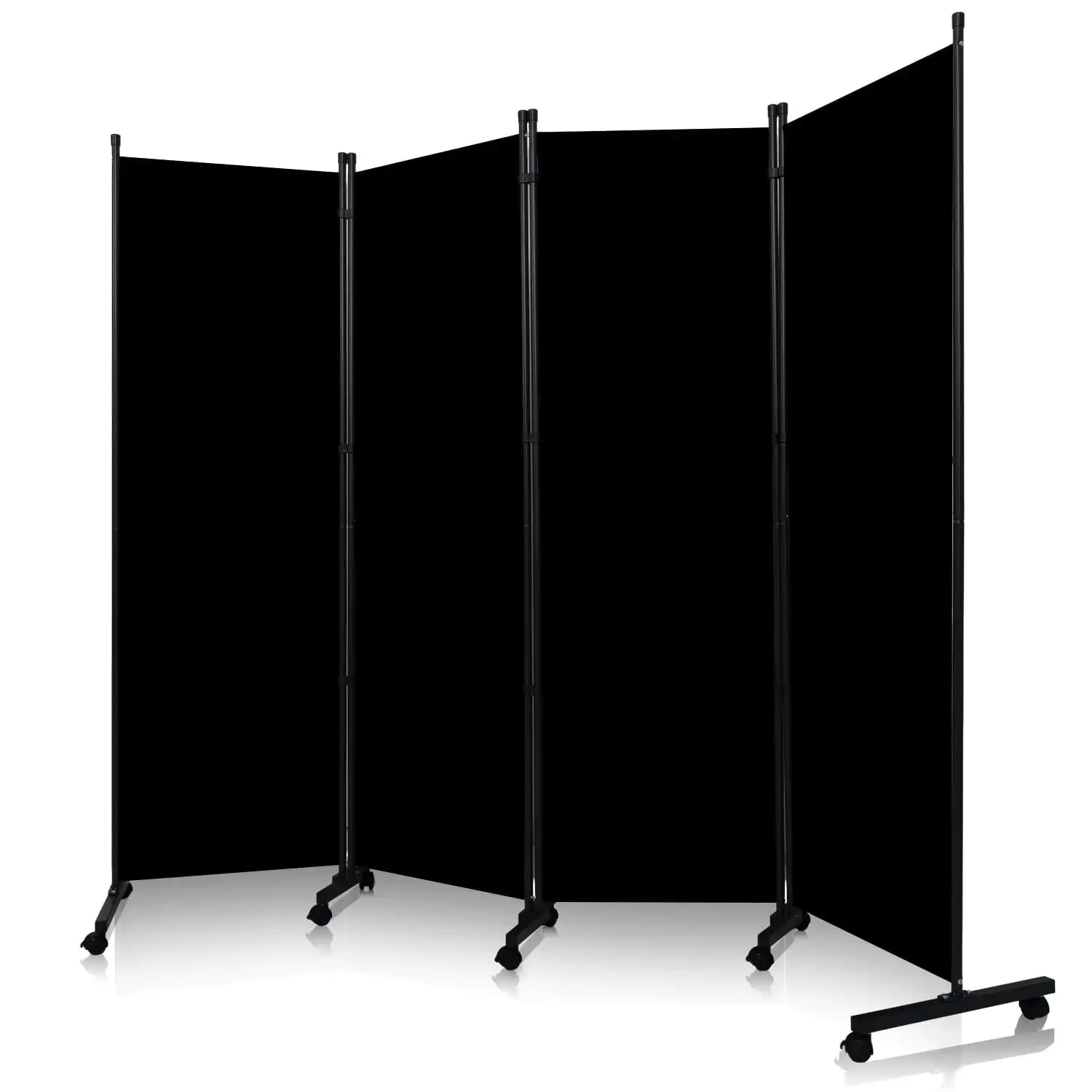 

6FT 4 Panel Rolling Room Divider, Self-lockable Room Dividers and Folding Privacy Screens with Wheels, Partition Privacy