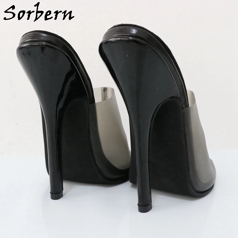 Sorbern 14Cm pantofole traslucide in PVC donna tacchi a spillo tacchi alti punta tonda muli aperti diapositive scarpe estive Slip On colori