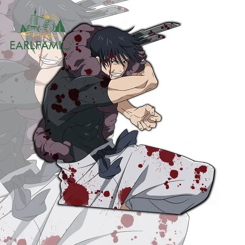 

EARLFAMILY 13cm x 12.2cm Creative Car Stickers for Fushiguro Megumi Knife Anime Decal Waterproof Vinyl Auto Car Accessories