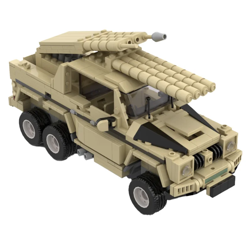 Véhicule tout-terrain de guerre jaune, blocs de construction modulaires, modèle pour éducation des enfants, jouet d'assemblage à monter soi-même, cadeaux de noël et d'anniversaire, 670 pièces