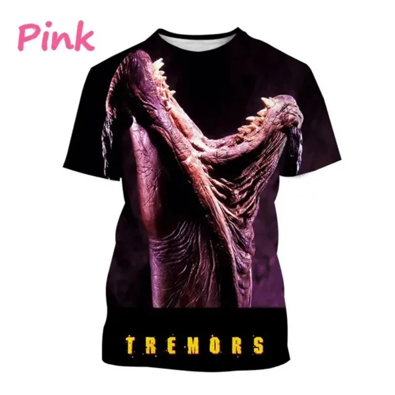 Tremors 3D printed T-shirt Giant Worm Graboids T Shirt for Men and Women Round Neck Short-sleeved Casual Cosplay Men\'s Clothing