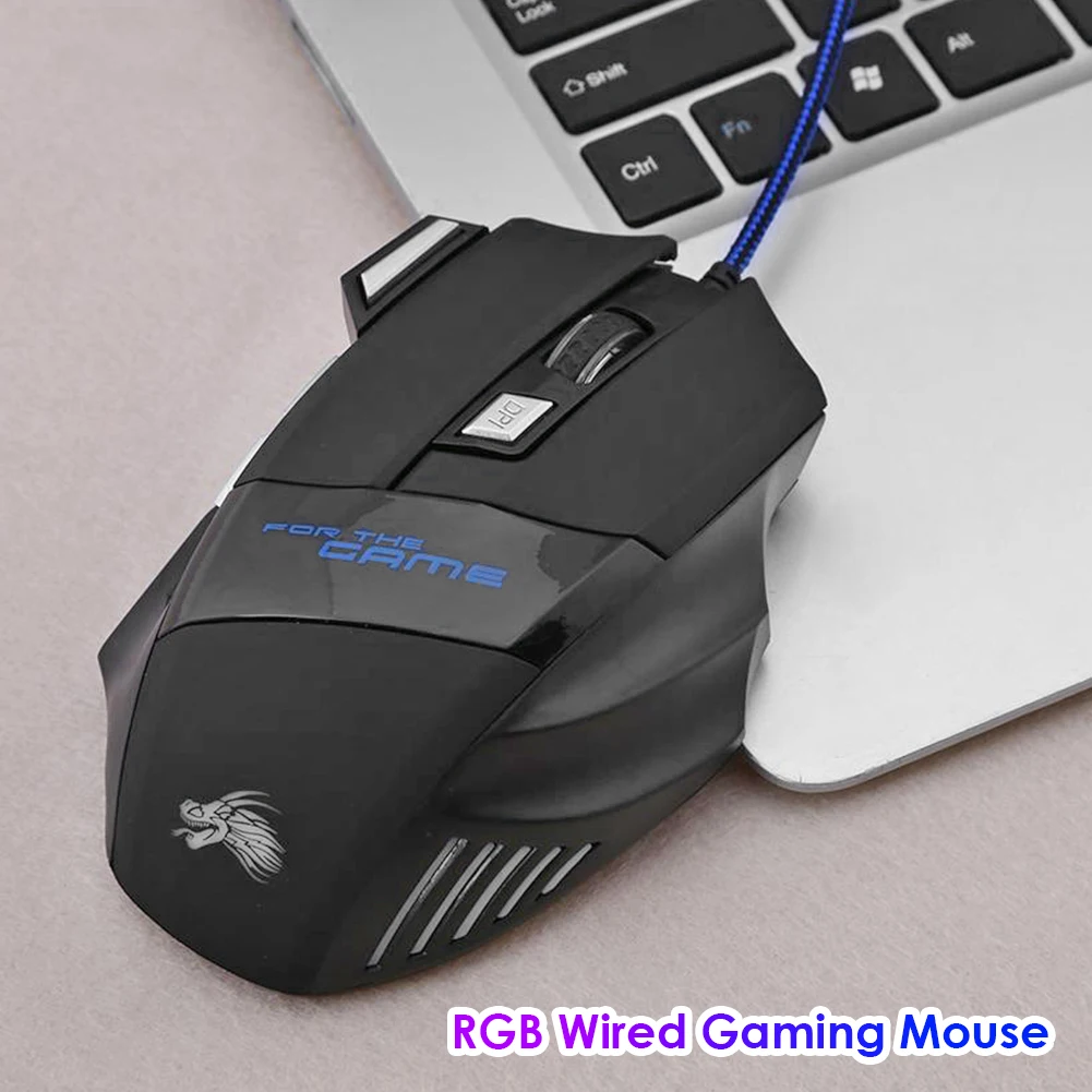 Wired Gaming Mouse 7 Button Backlit 5500 DPI Adjustable Optical PC Gamer Mice Laptop Computer Ergonomic Mice Silent