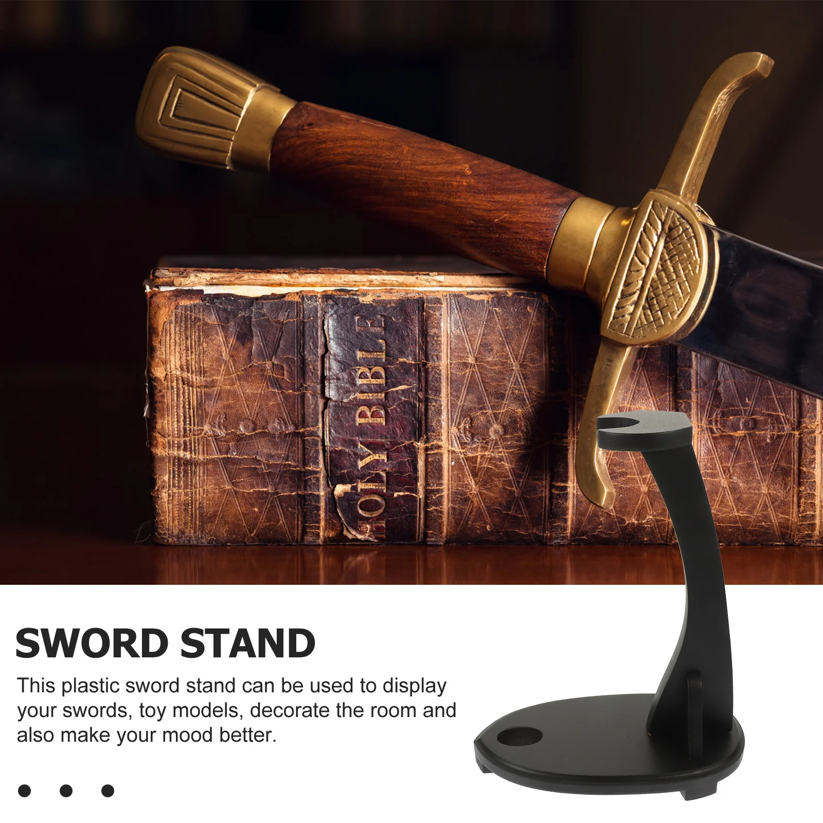 رف عرض السيف العمودي حامل السيوف البلاستيكية حامل تخزين السيف المكتبي حامل عرض السيوف المنظم المتين #3