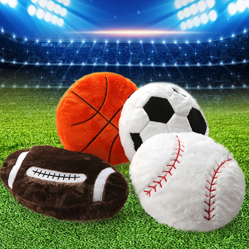 Creative Football Shaped Cushion Pillow Soft Plush Sports Back Cushion Basketball Shaped Seat Cushion For Living Room Home Decor