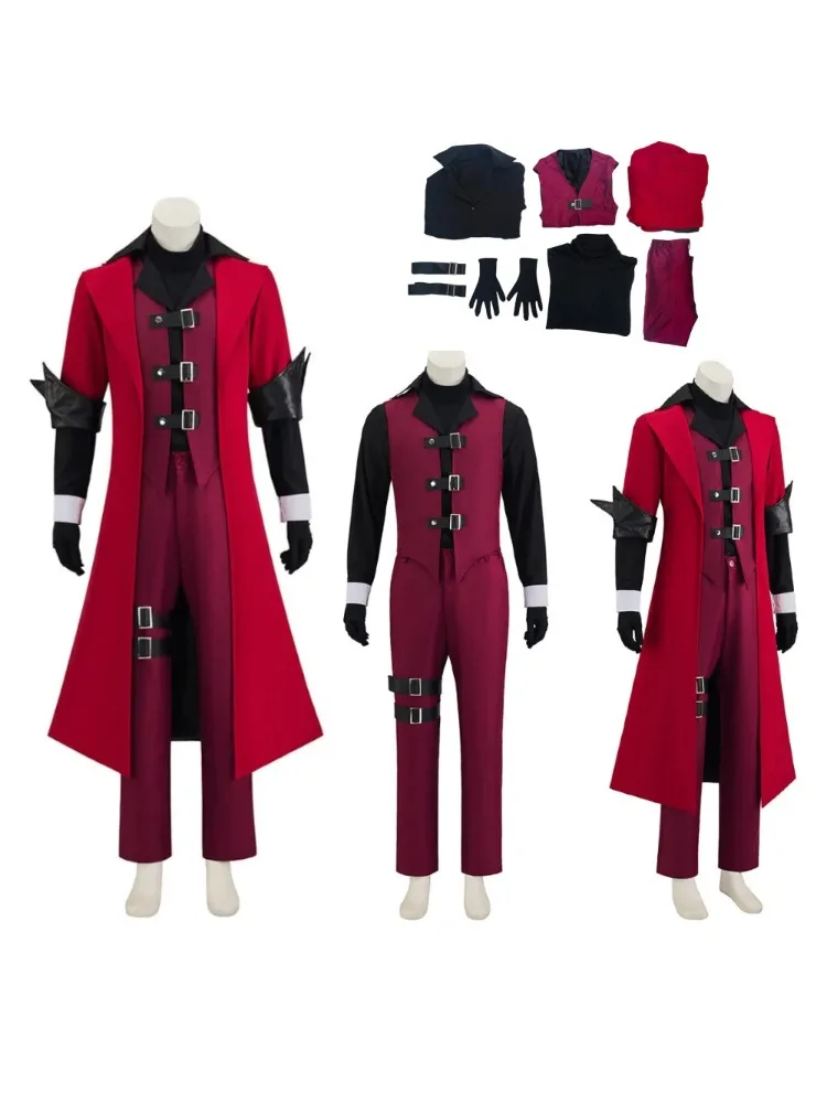 Anime Devil May Cry Dante Cosplay Pełny Zestaw Czerwony Długi Płaszcz z Rękawicami Akcesoria Męski Strój Anime Kostiumy Sceniczne na Halloween — 2