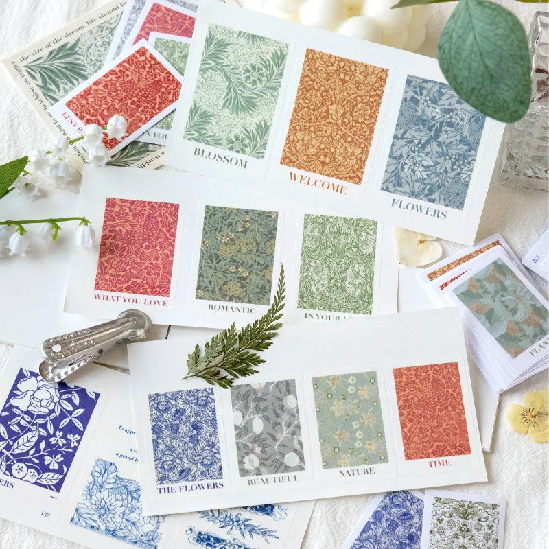 30PCS Retro Plant Pattern Magazine Decorative Sticker Pack Ins Flower Frame Scrapbooking Material Label Diary Journal Planner