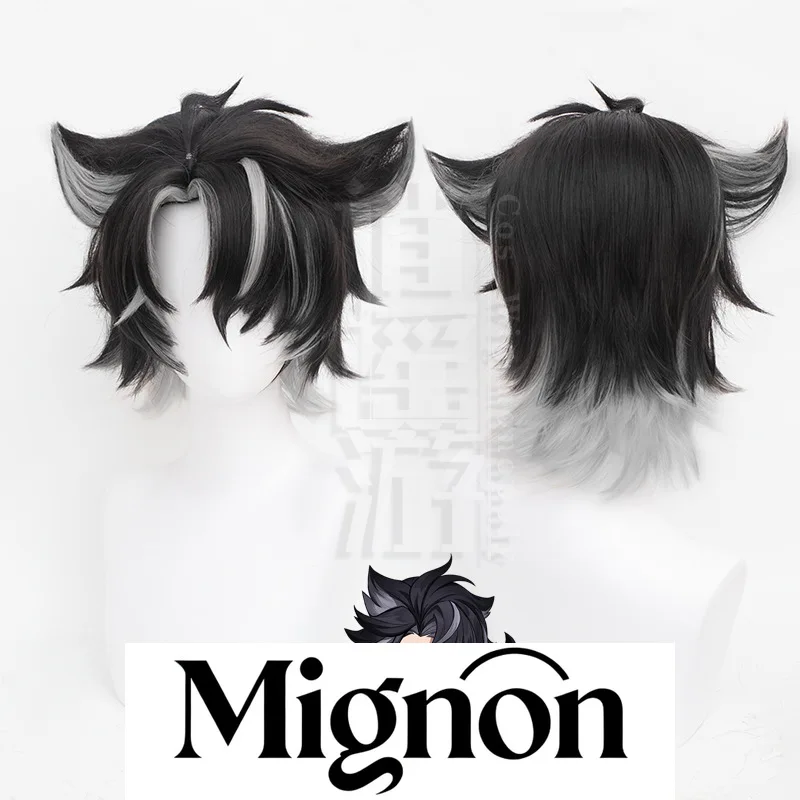 

Genshin Impact Wriothesley Cosplay Wig Simulation Scalp Top Gray Streaked Hair Halloween Gift