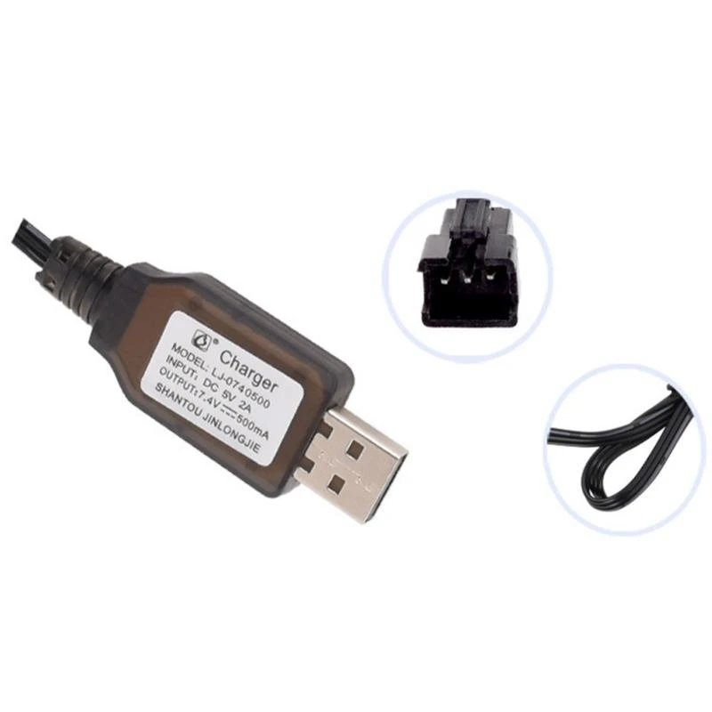 Draagbaar 7.4V SM3P -plug lithiumlader koord voor draai auto externe horloge speelgoed .066a