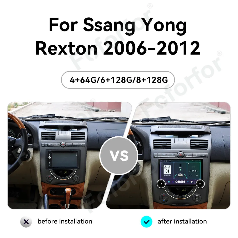 Luxury Modern Android 15 11.5 Inch HD Touch Wireless CarPlay Android Auto GPS Multimedia Player For Ssang Yong Rexton 2006-2012