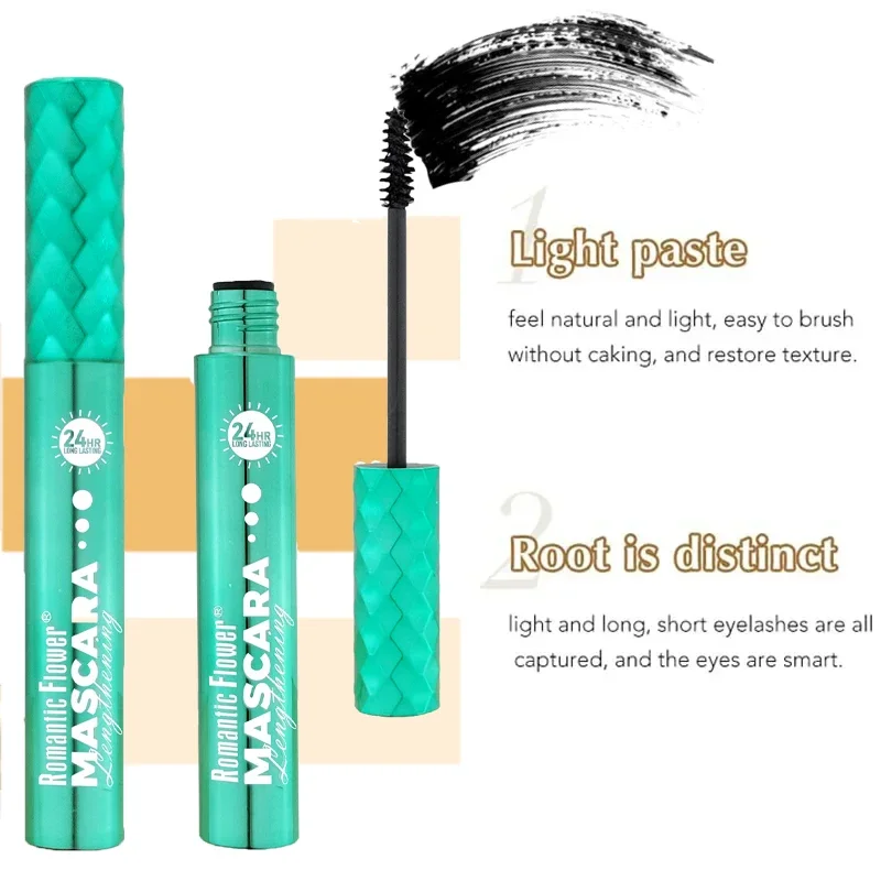 3 PCS 블랙 액체 섬유 마스카라 방수 짙어지면서 길어지는 컬링 실키 아이 메이크업 섬유 강화 래쉬 마스카라