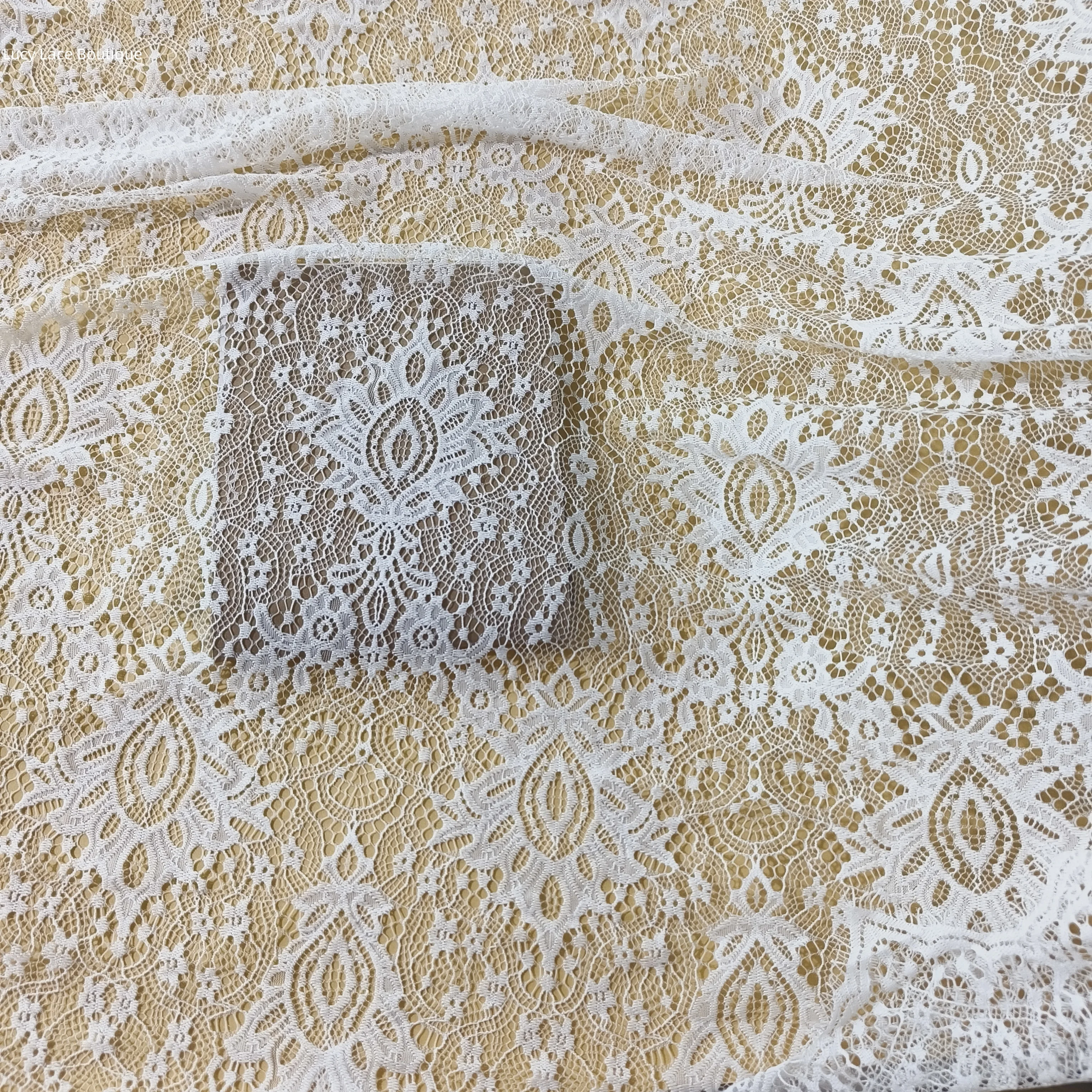 Soft Lace Fabric Eyelash Hollow Thick Yarn Lace Sewing Material Dress Clothing DIY Fabrics 3 Meters Long