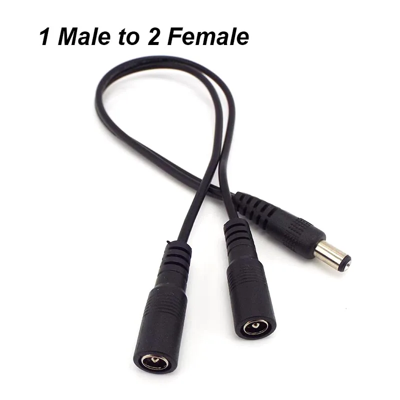 1 Male to 2 Female Way Connector DC Plug Power Splitter Cable for CCTV LED Strip Light Power Supply 5.5mm*2.1mm Adapter