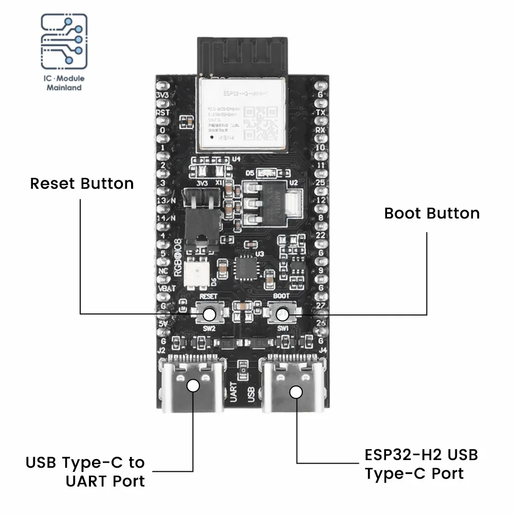 ESP32-H2-DevKitM-1-N4 WIFI Bluetooth IoT Development Board Core Board Onboard ESP32-H2-MINI-1 Module For Arduino