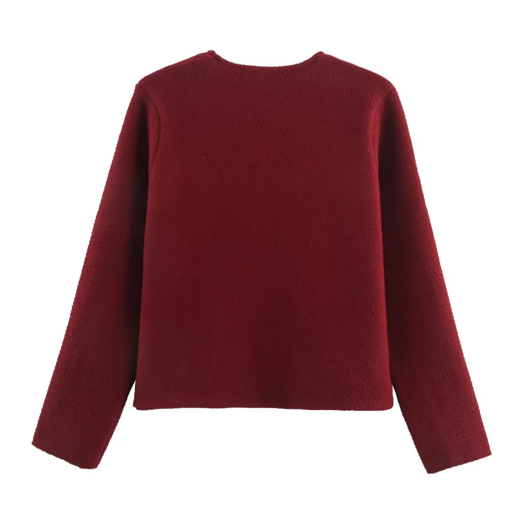 

BSK&TRAF Women's Knitted Long Sleeve Sweater Coat Round Neck Three Button Small Fragrance Style Autumn New Arrival Fashion
