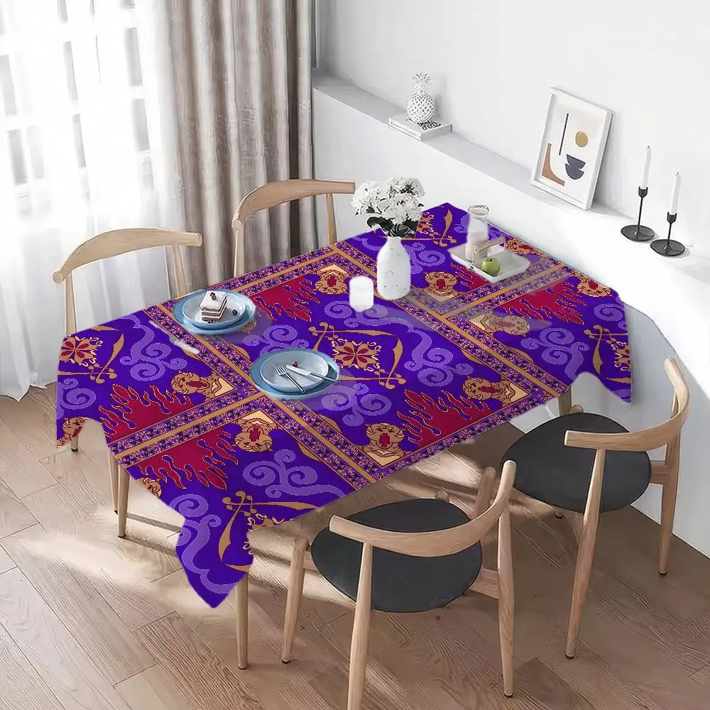 Flying Carpet Aladdin Rectangle Tablecloth - Waterproof, Easy Clean For Home Dinners, Parties & Outdoor Picnics