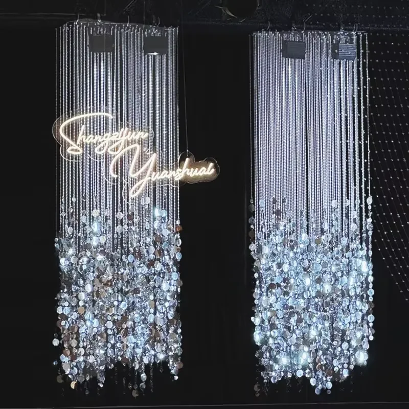 for Ceiling Wedding Sequins Pendant Stage Crystal Bead Decoration Wedding Hall Bead Chain Decor