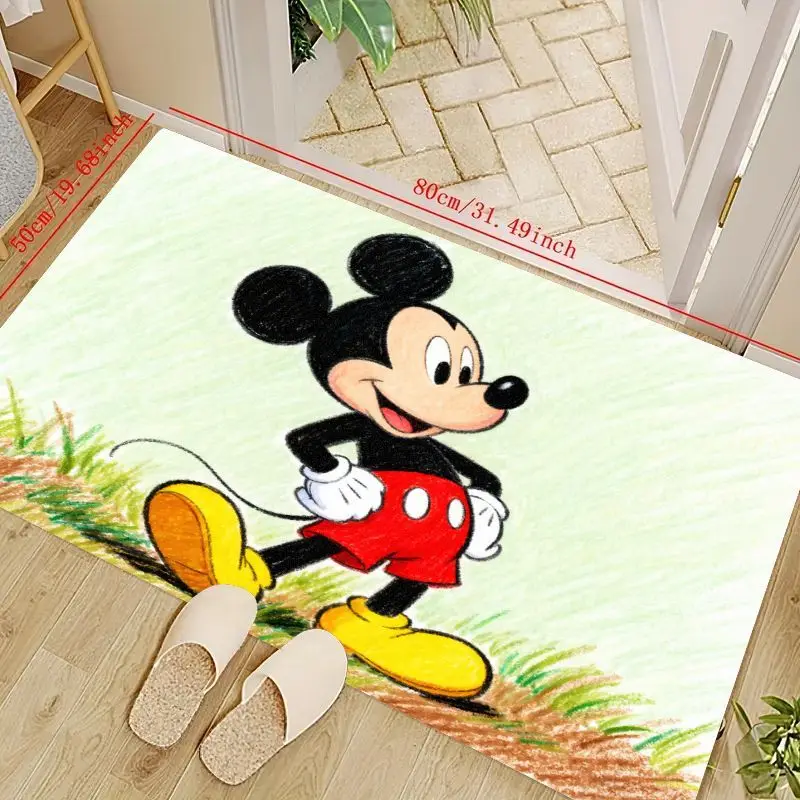 

1PC Disney Mickey Mouse Cartoon Anime Floor Mat for Kids Room Living Room Bedroom Home Decor, Soft Non-slip Washable Absorbent A