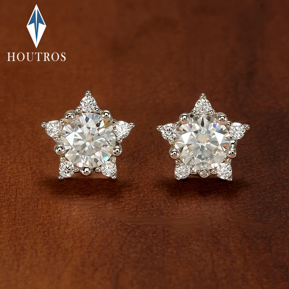 

5mm 0.5ct Round Cut Moissanite Stud Earrings For Women 925 Sterling Silver Star Earrings Party Wedding Anniversary Gift Jewelry