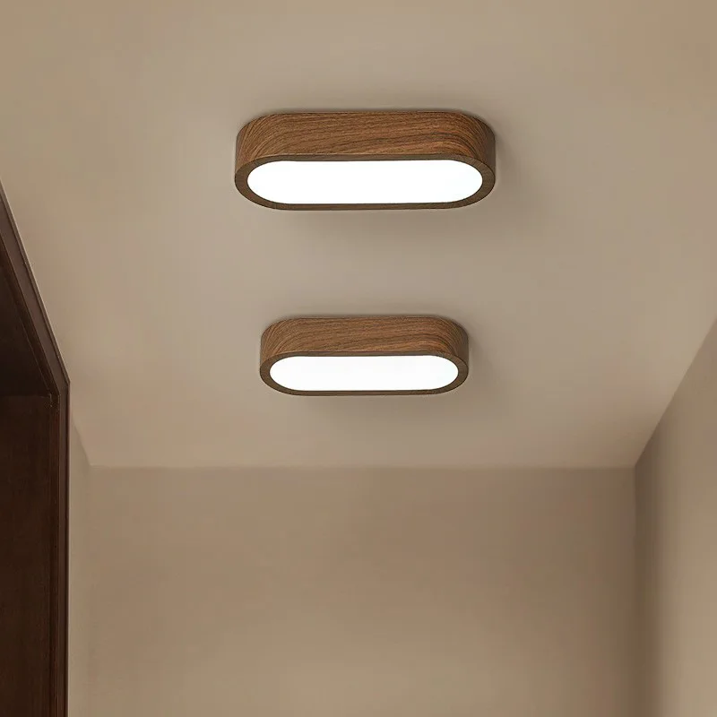 

Nordic Corridor Ceiling Light Chinese Style Japanese Living Room Balcony Home Decoration Walnut Color Porch Bedroom Lamps