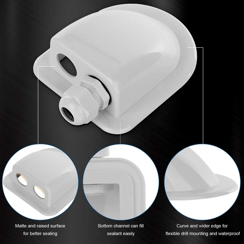 Paquete de 2 glándulas de entrada de cable solar impermeables IP68, carcasa de entrada de cable doble resistente a la intemperie para paneles solares de RV