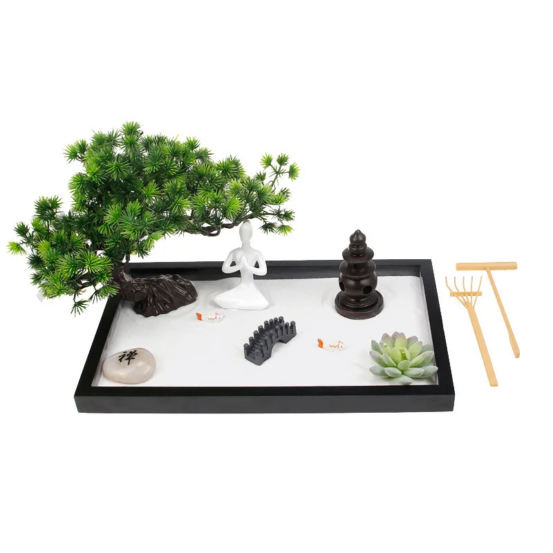 Chinese Zen Sand Tray Ornaments Rounded Lines Simulation Garden Landscape Decoration Creative Dry Landscape Decoration