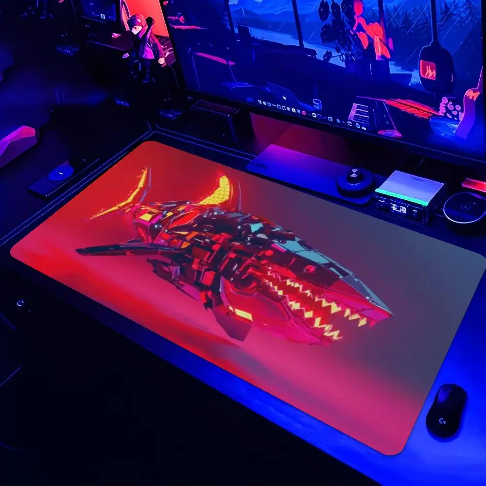 Large Gaming Mouse Pad XXL Cyberpunk Mecha Shark Neon Sports Car Deskmat Non-Slip Rubber Keyboard Mat Big Computer Accessories