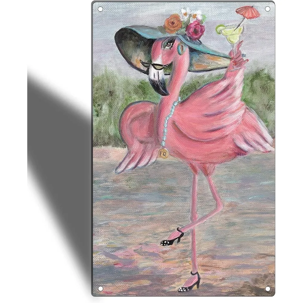 Divertidos carteles de Metal Vintage, flamenco rosa, decoración artística de pared, carteles, letrero de estaño Retro, hermosas flamigos, Lady Morden Home Man Cave