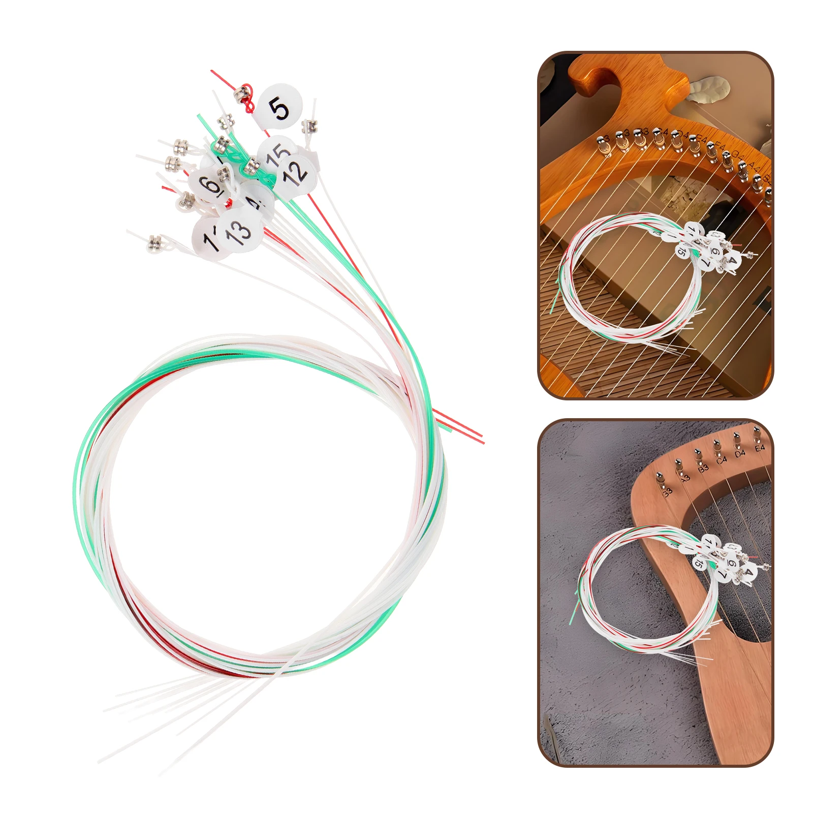 

15 Pcs Harp Musical Instrument Strings Stringed Instruments Parts Replacement Nylon