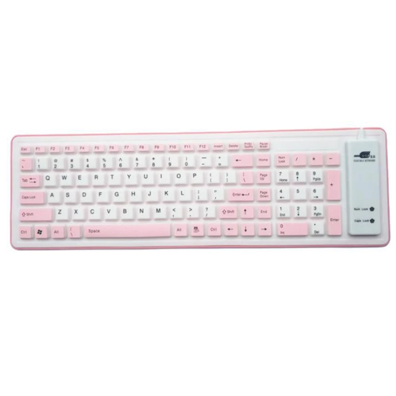 Foldable Silicone Keyboard USB Wired Silicon Flexible Soft Waterproof Roll Up Silica Gel Keyboard For PC Laptop Notebook