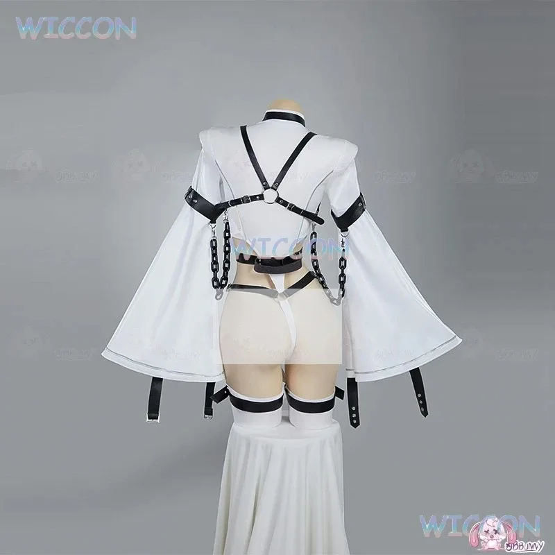 بدلة Doujin CC موحدة أنيمي كود C.C. شعر مستعار تنكري Geass بدلة معركة بيضاء لحفلة الهالوين للنساء والفتيات