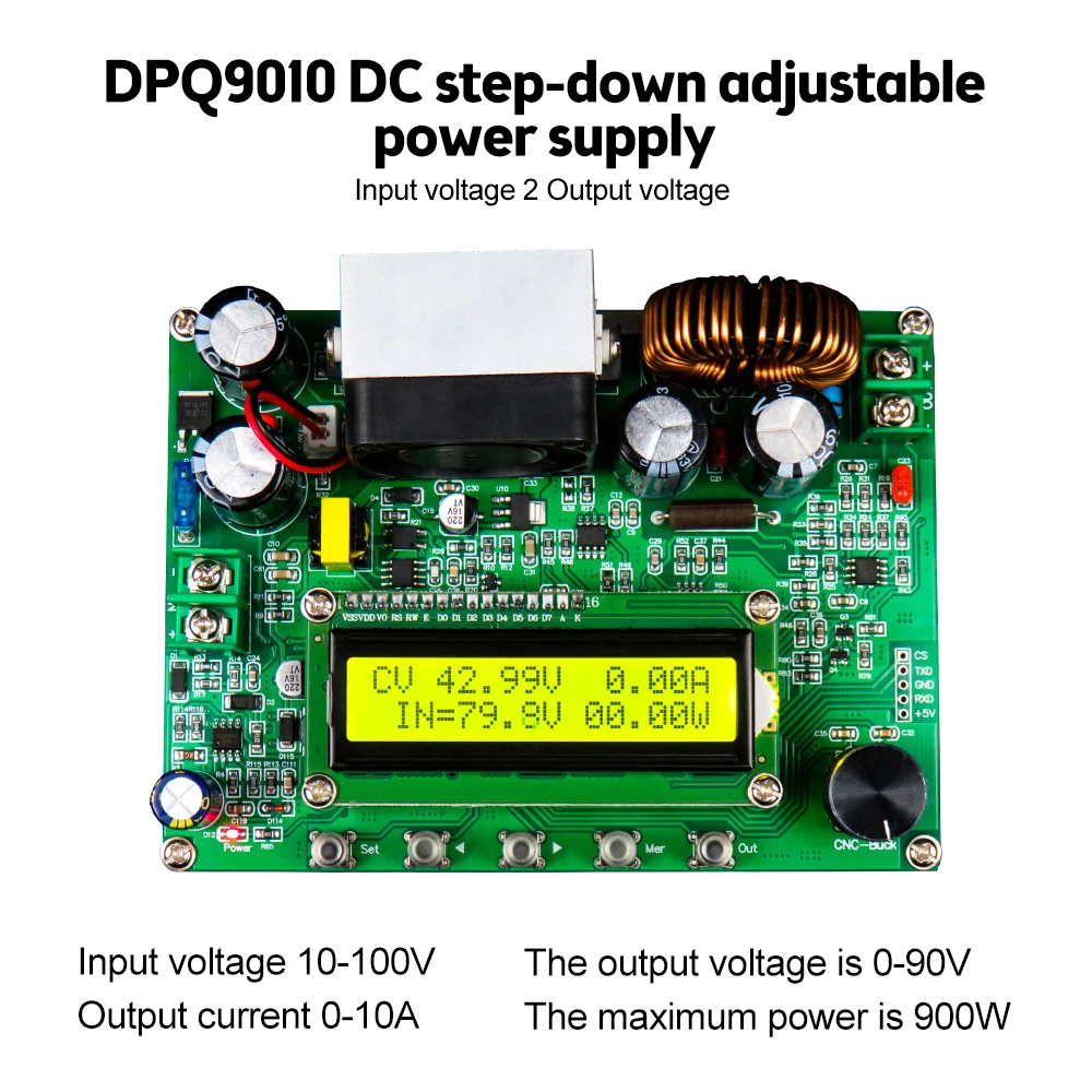 DC-DC CNC CV CC Step-Down Module 60V 90V 10A 12A Adjustable Power Supply Buck Converter LCD1602 Digital Display DPQ6012 DPQ9010