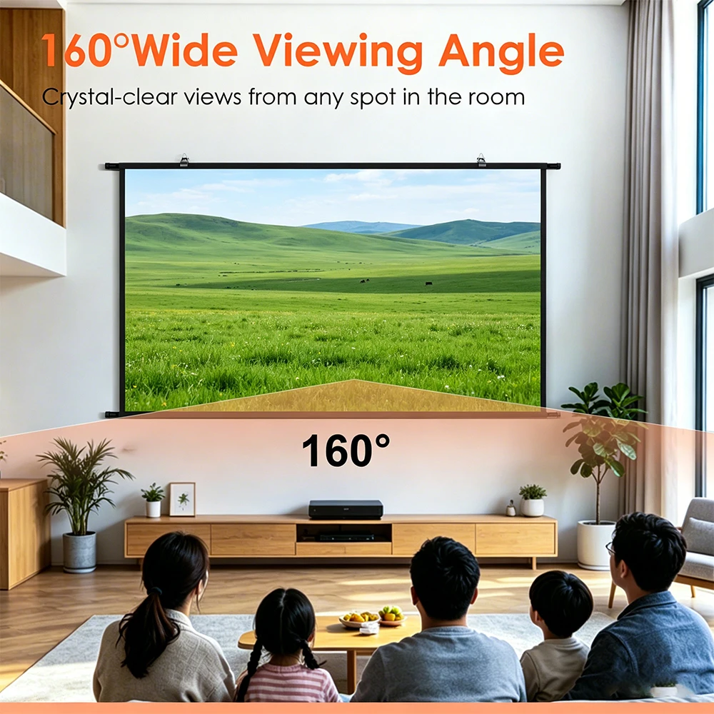 LEJIADA 120 inch Wall Mounted Projector Screen 16:9 Milk Silk White Wrinkle-Free 160 ° Viewing Angle Football Match Home Theatre