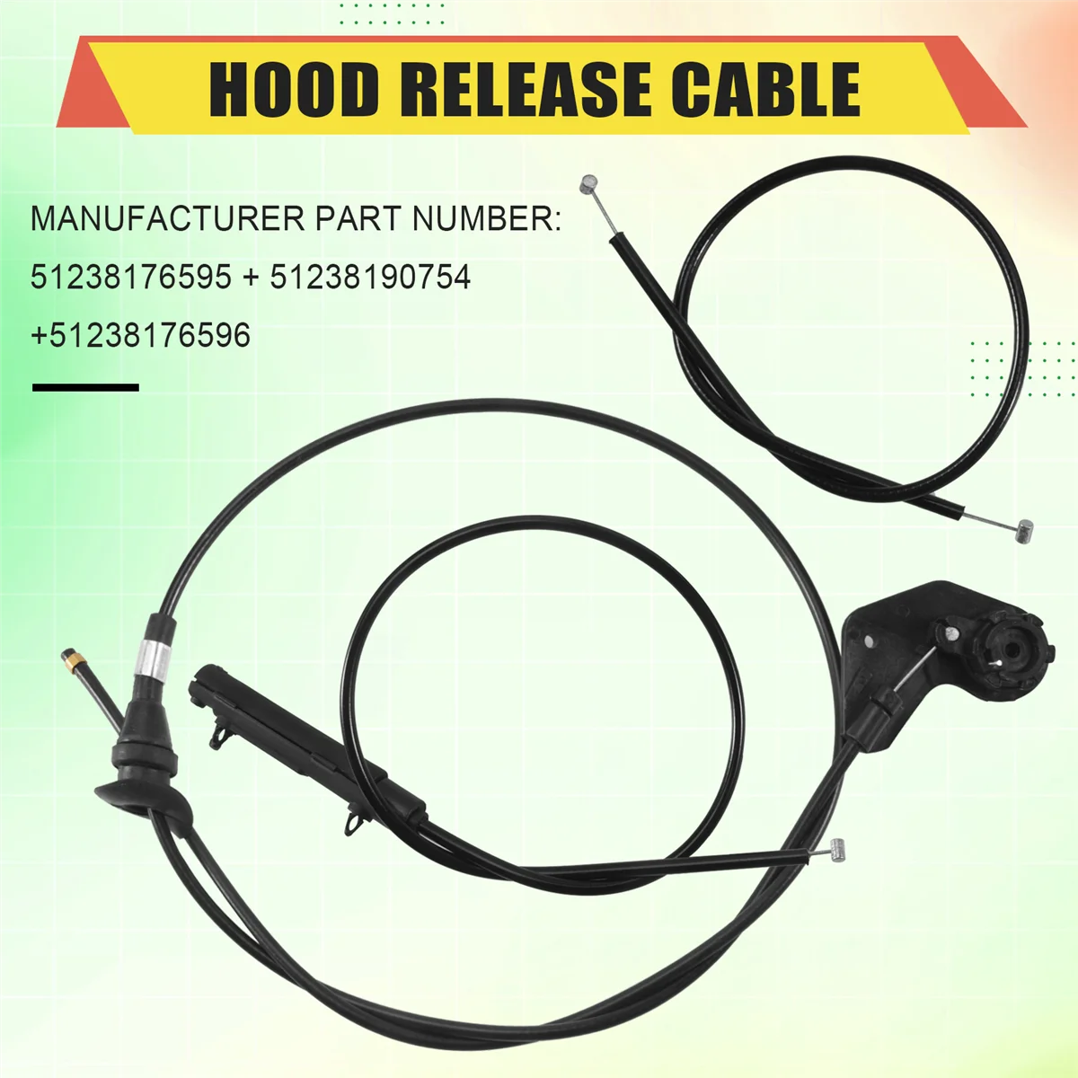 3PCS Engine Bowden Cable Hood Release Wire for-BMW E39 525I 530I 51238176595 51238190754 51238176596JAS