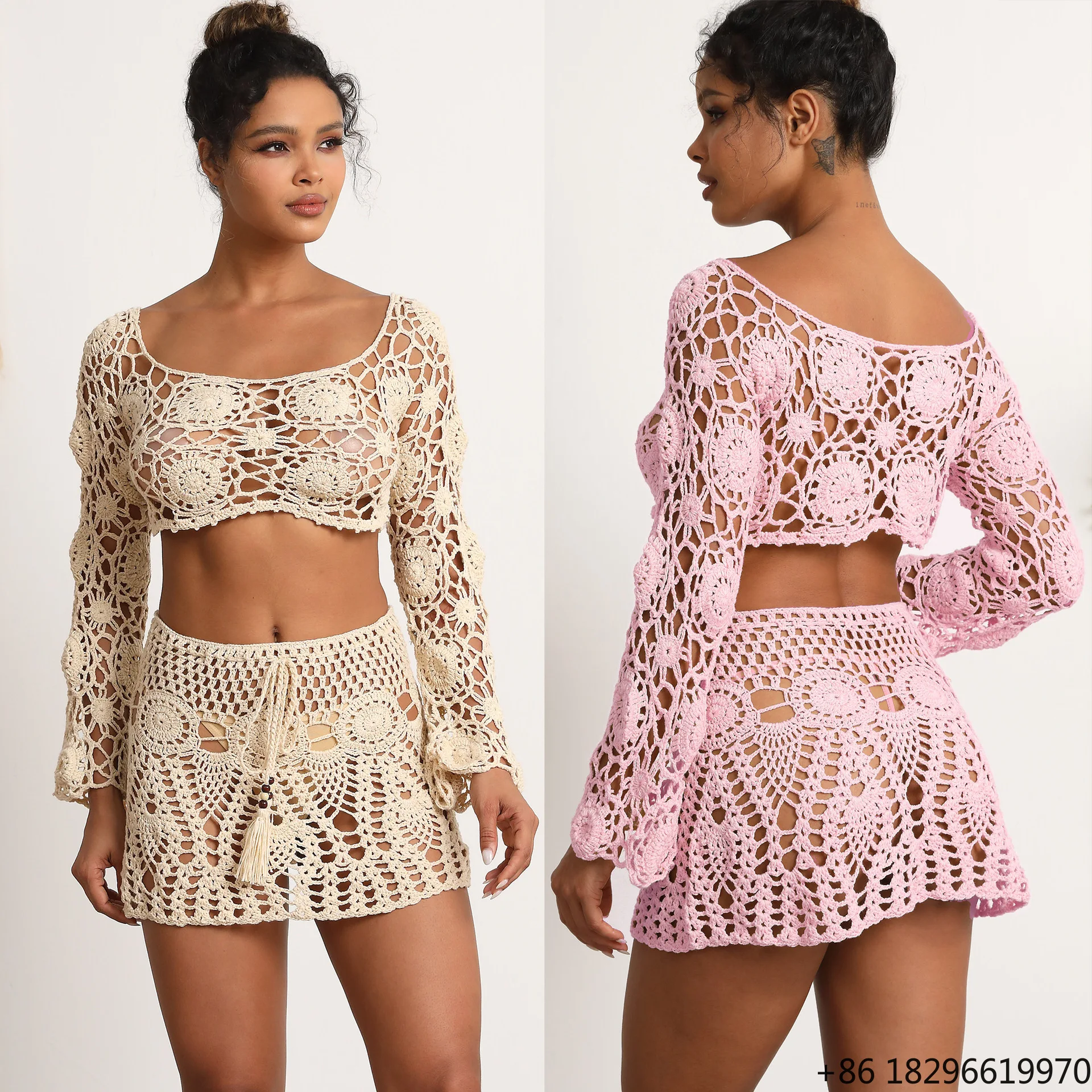 Handmade Knitted Crochet Retro Bohemian Style Summer Resort Beach Swimwear