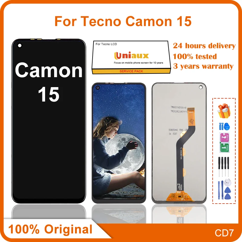 

6.6" Display For Tecno Camon 15 CD7 LCD Display Touch Screen Digitizer Assembly New For Tecno CD7 LCD Repair Replacement Parts