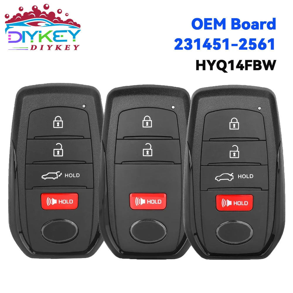 DIYKEY 3/4 Buttons For Toyota Corolla Cross 2022 2023 231451-2561 HYQ14FBW Smart Key Remote 4A Chip P/N: 8990H-0A020 314.3MHz