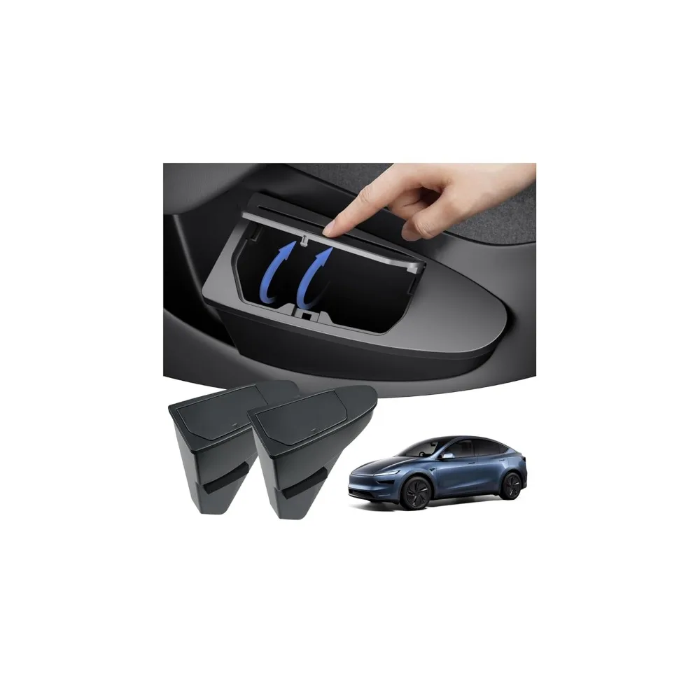 

2PCS Car Front Door Trash Can Side Door Storage Box Organizer Push to Open Lid ABS Front Seat Garbage Bin