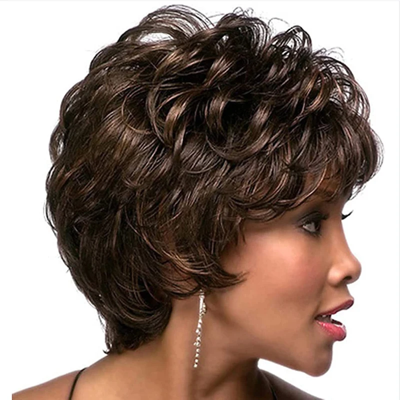 HAIRJOY Ladies Wig Short Fluffy Curly Heat-Resistant Synthetic Hair Wig, Suitable for Parties, Parties and Daily Use