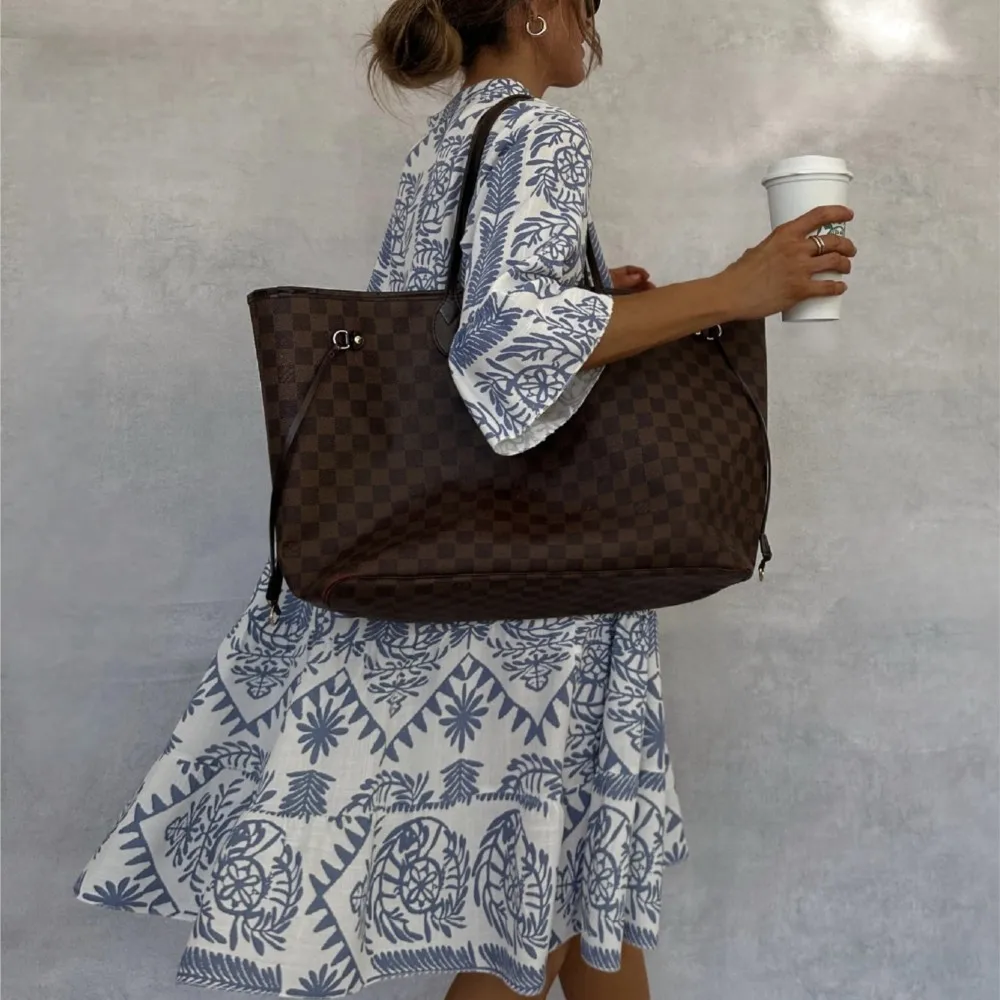 2025 Abito da donna con scollo a V Boho con stampa Abito camicia a trapezio Patchwork Manica a 3/4 Casual Vacanza al mare Abiti con gonna al ginocchio