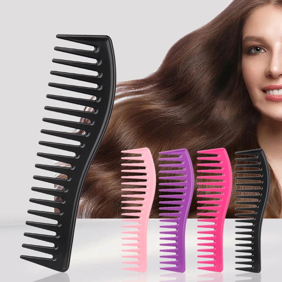 

Curved wide tooth hair comb - anti-static, no handle design, suitable for all hair types,Special for real hair wigs