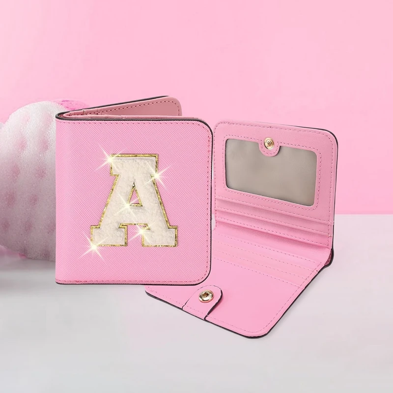 Женский кожаный двойной кошелек, классический кошелек с вышивкой букв, кошелек, держатель для кредитных карт, органайзер