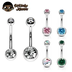 G23Titanium 14G 8/10/12/14mm Surgical Titanium Belly Button Rings Zircon Navel Bar Body Piercing Jewelry Nombril Ombligo Barbell
